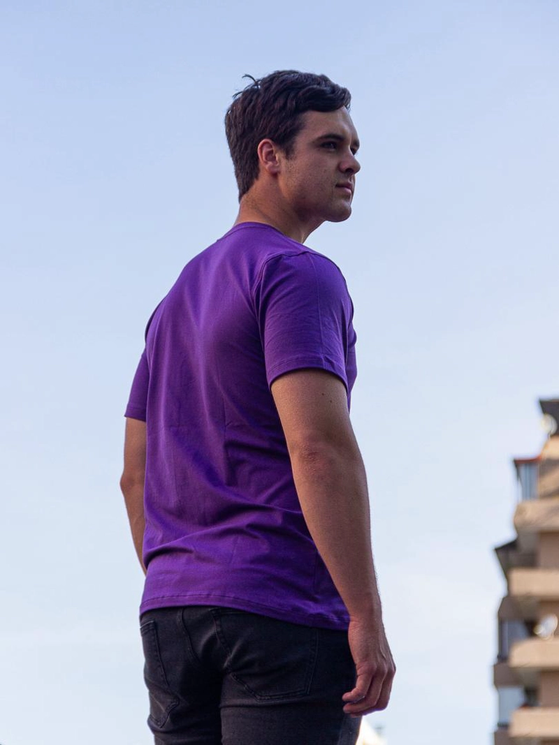 POLERA HOMBRE AURIOR MORADO ALGODÓN SPANDEX - 4