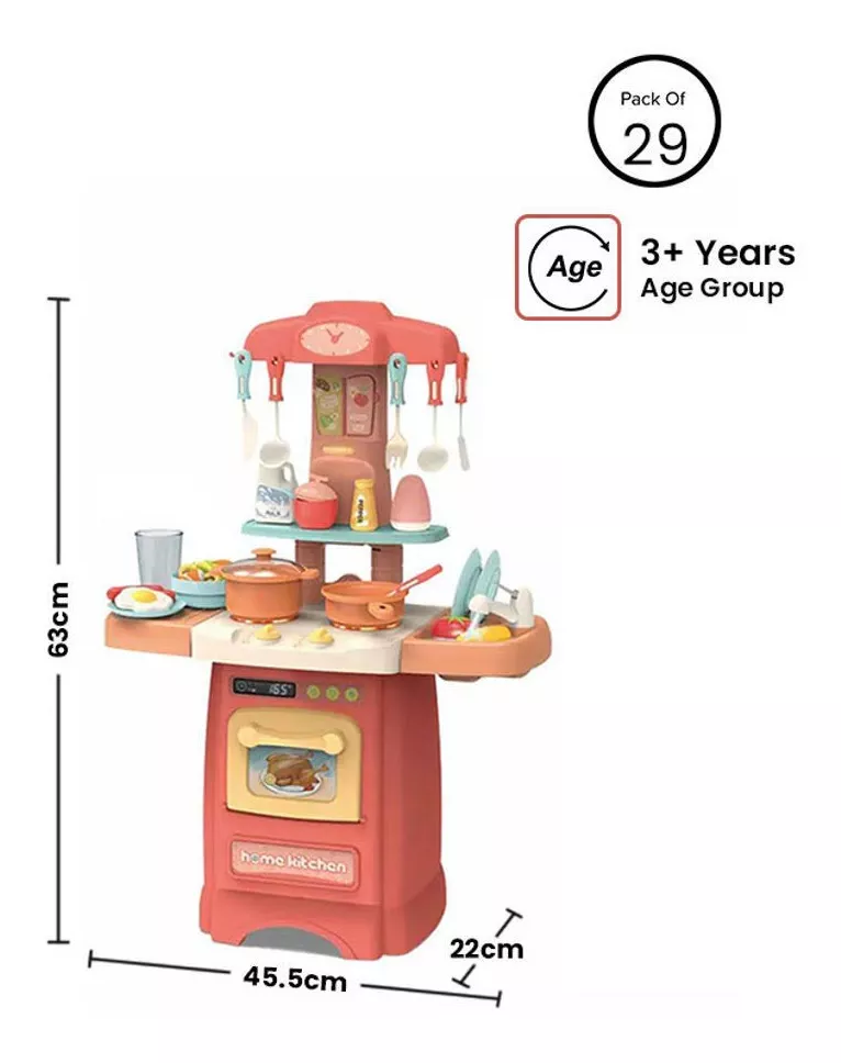 COCINA DE JUGUETE 42 ACCESORIOS ESTILO MODERNO ROSADA - 2