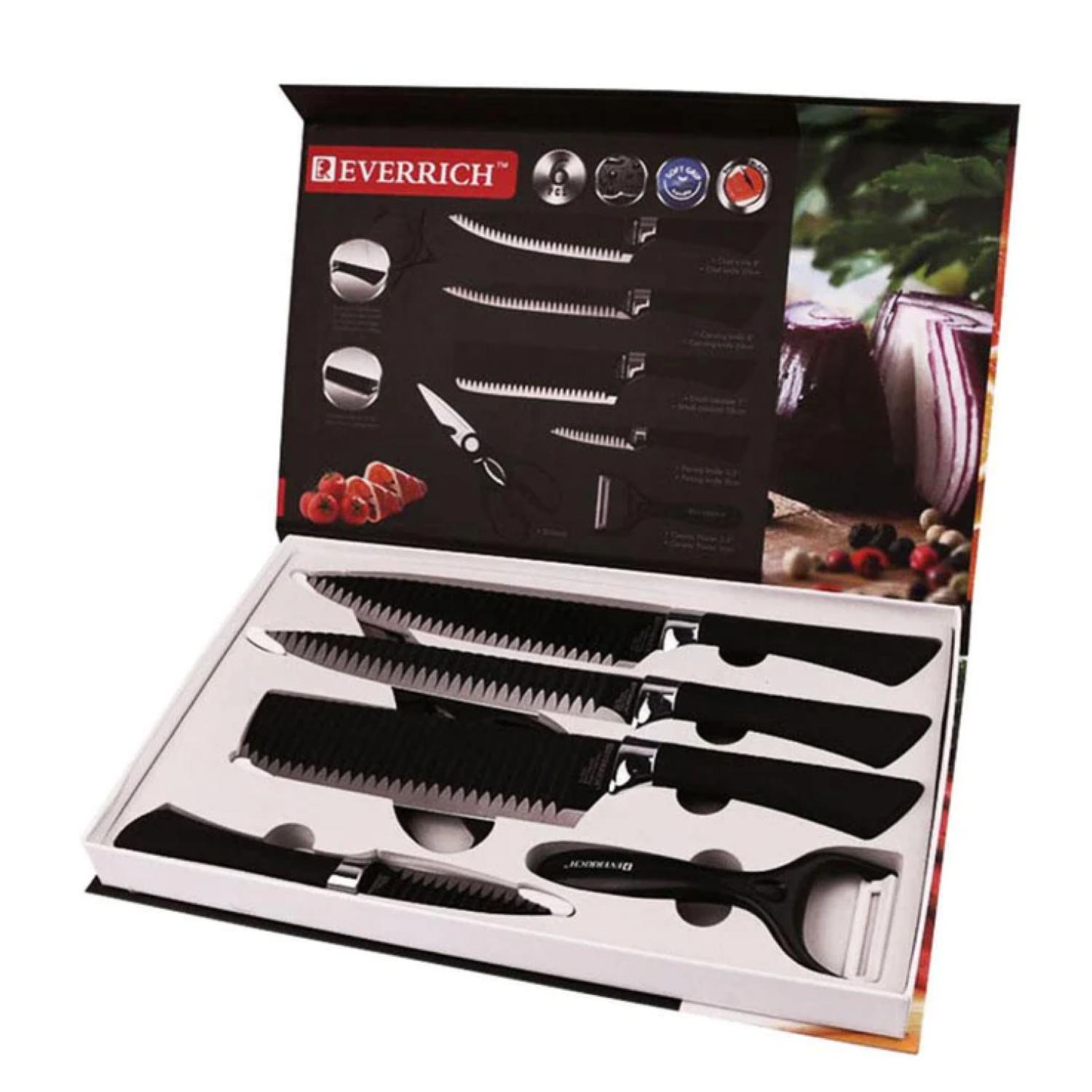 SET DE CUCHILLOS PROFESIONALES CON TIJERAS Y PELADOR NEGRO - 2
