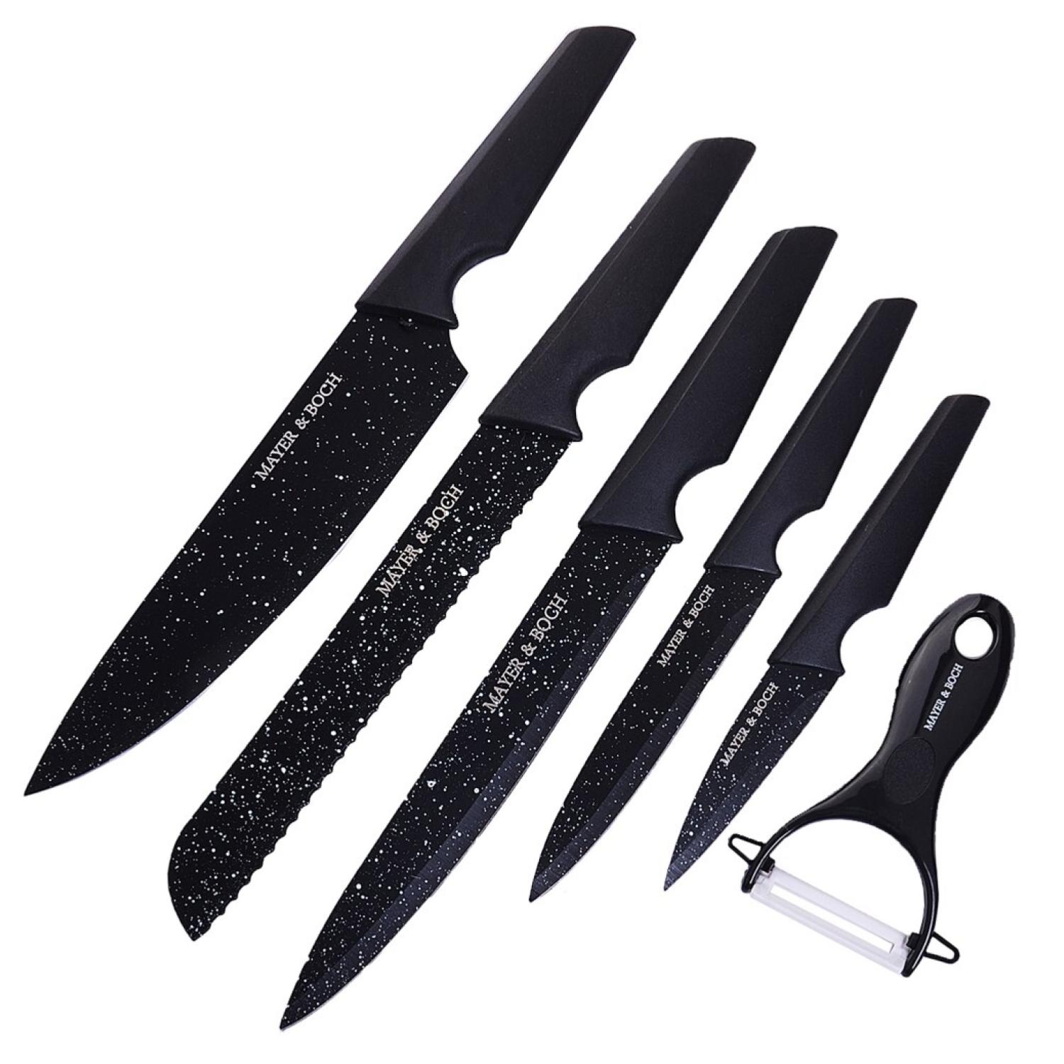 SET DE CUCHILLOS PROFESIONALES CON PELADOR NEGRO - 1