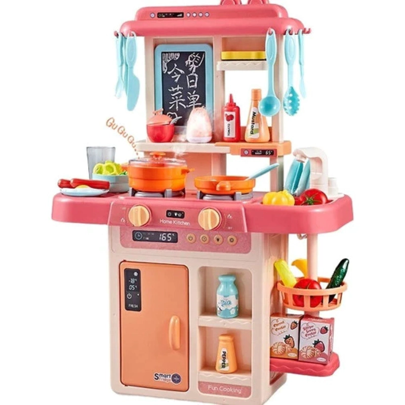 JUGUETE SET COCINA 42 PIEZAS LUZ SONIDO ROSADO INFANTIL 63CM - 1