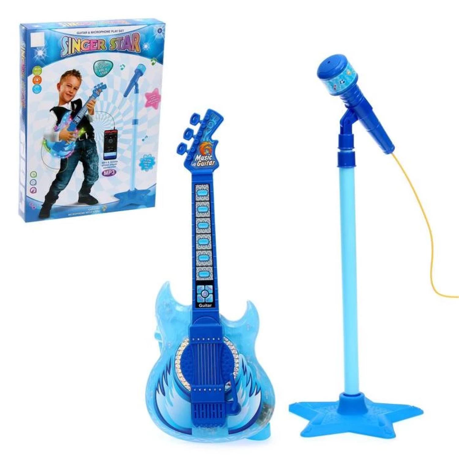 JUGUETE GUITARRA Y MICROFONO MUSICAL KARAOKE AZUL INFANTIL - 3