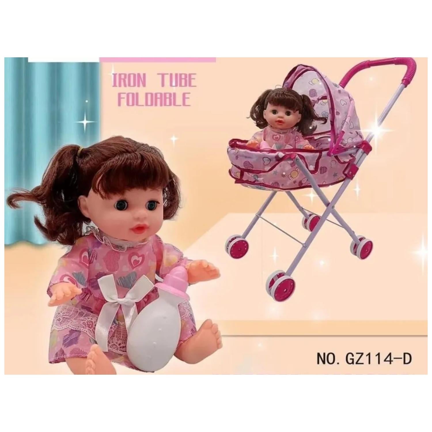 JUGUETE MUÑECA CON CARRITO ROSADA INFANTIL - 2