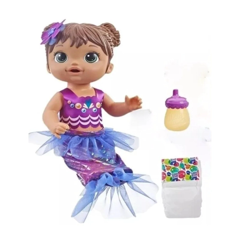 JUGUETE MUÑECA SIRENA CASTAÑA INFANTIL BABY ALIVE HASBRO - 1