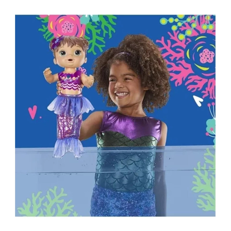JUGUETE MUÑECA SIRENA CASTAÑA INFANTIL BABY ALIVE HASBRO - 2