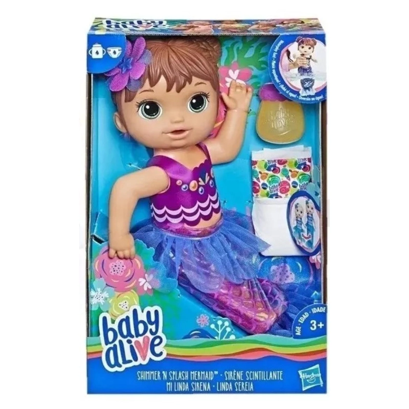 JUGUETE MUÑECA SIRENA CASTAÑA INFANTIL BABY ALIVE HASBRO - 3