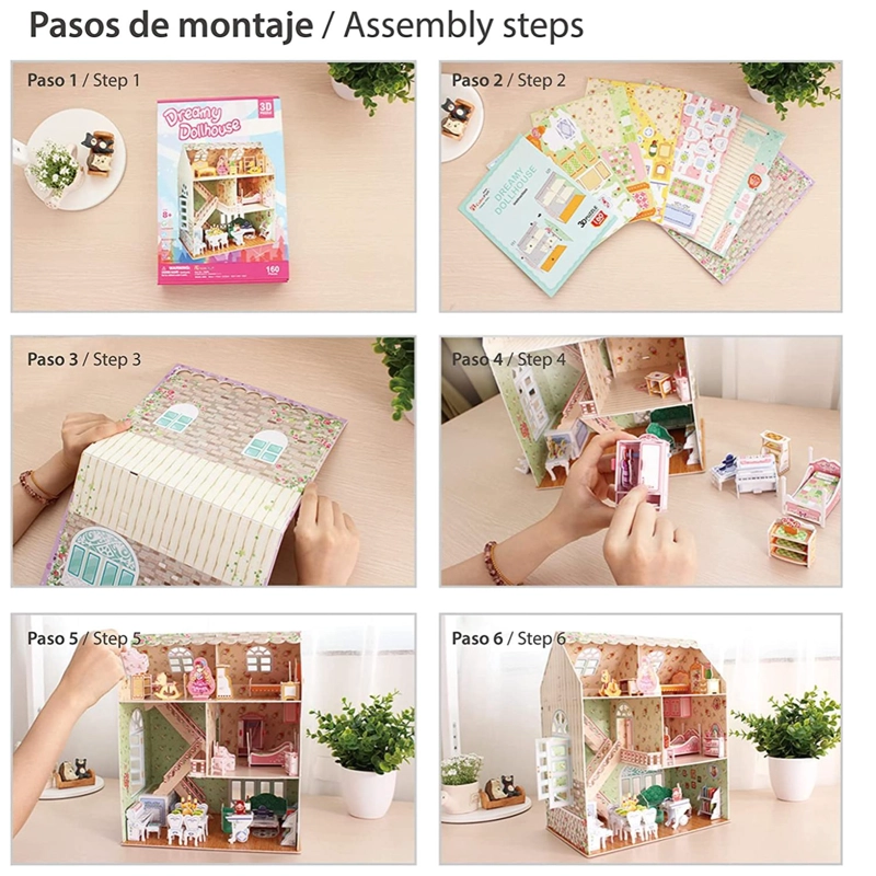 JUGUETE TOTAL CLICK CASA DE MUÑECAS ARMABLE PUZZLE 3D 160 PIEZAS - 3