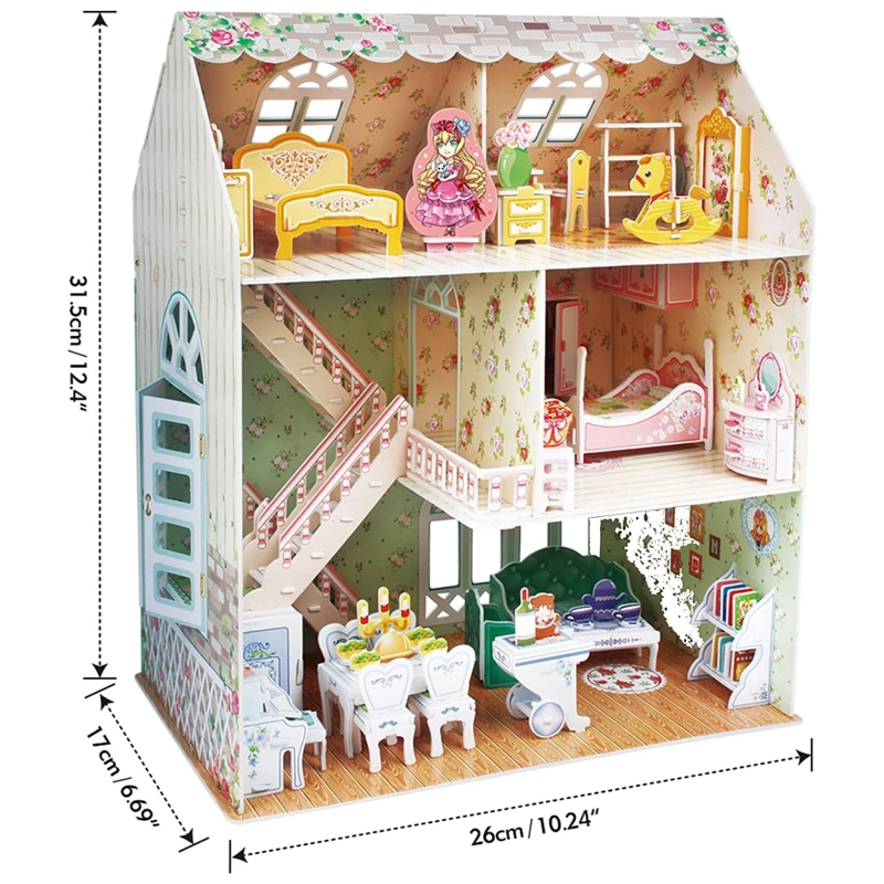 JUGUETE TOTAL CLICK CASA DE MUÑECAS ARMABLE PUZZLE 3D 160 PIEZAS - 4