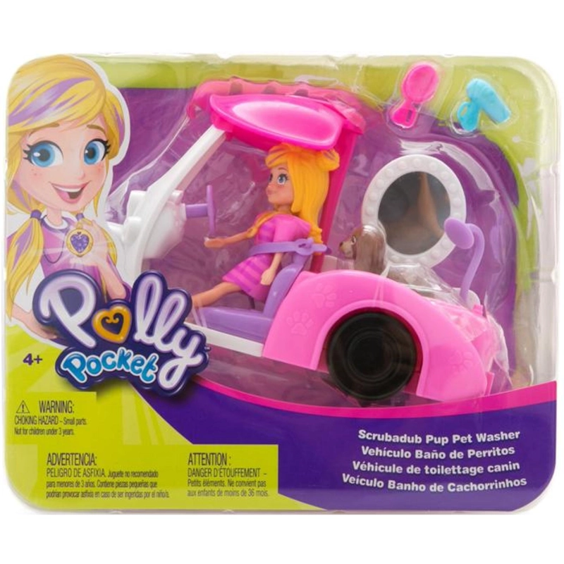 JUGUETE INFANTIL POLLY POCKET AUTO BAÑO PERRITOS ROSADO - 4