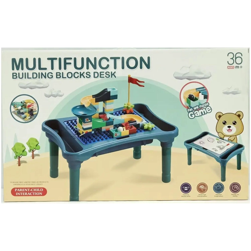 JUGUETE MESA INTERACTIVA 2EN1 DIBUJOS CONSTRUCCION INFANTIL - 1