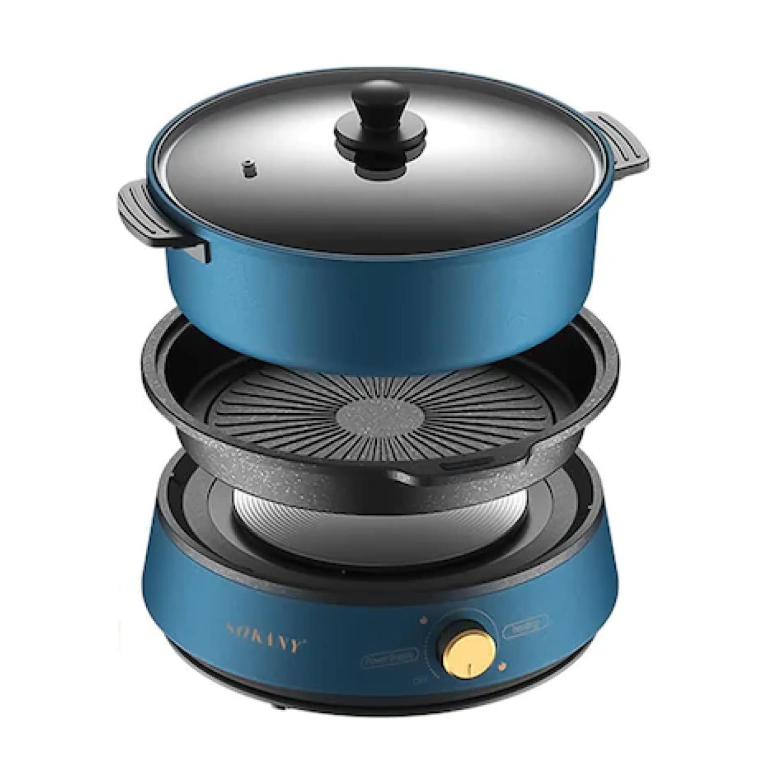 OLLA SOKANY 4L ELECTRICA VAPORERA ANTIADHERENTE AZUL SK-2006