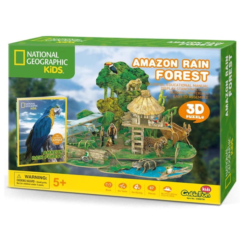 JUGUETE TOTAL CLICK PUZZLE ARMABLE 3D SELVA AMAZON BOSQUE 63 PIEZAS - 4