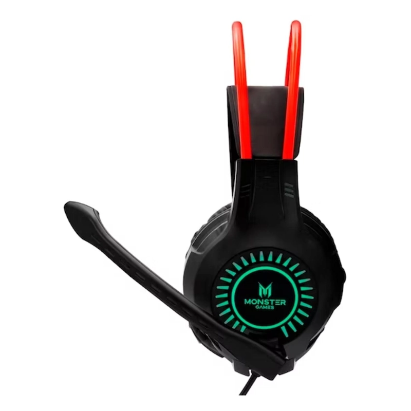 AUDÍFONOS GAMER MONSTER GAMES HEADSET USB PC RGB TRAP NEGRO CONECTOR JACK 3.5MM - 2