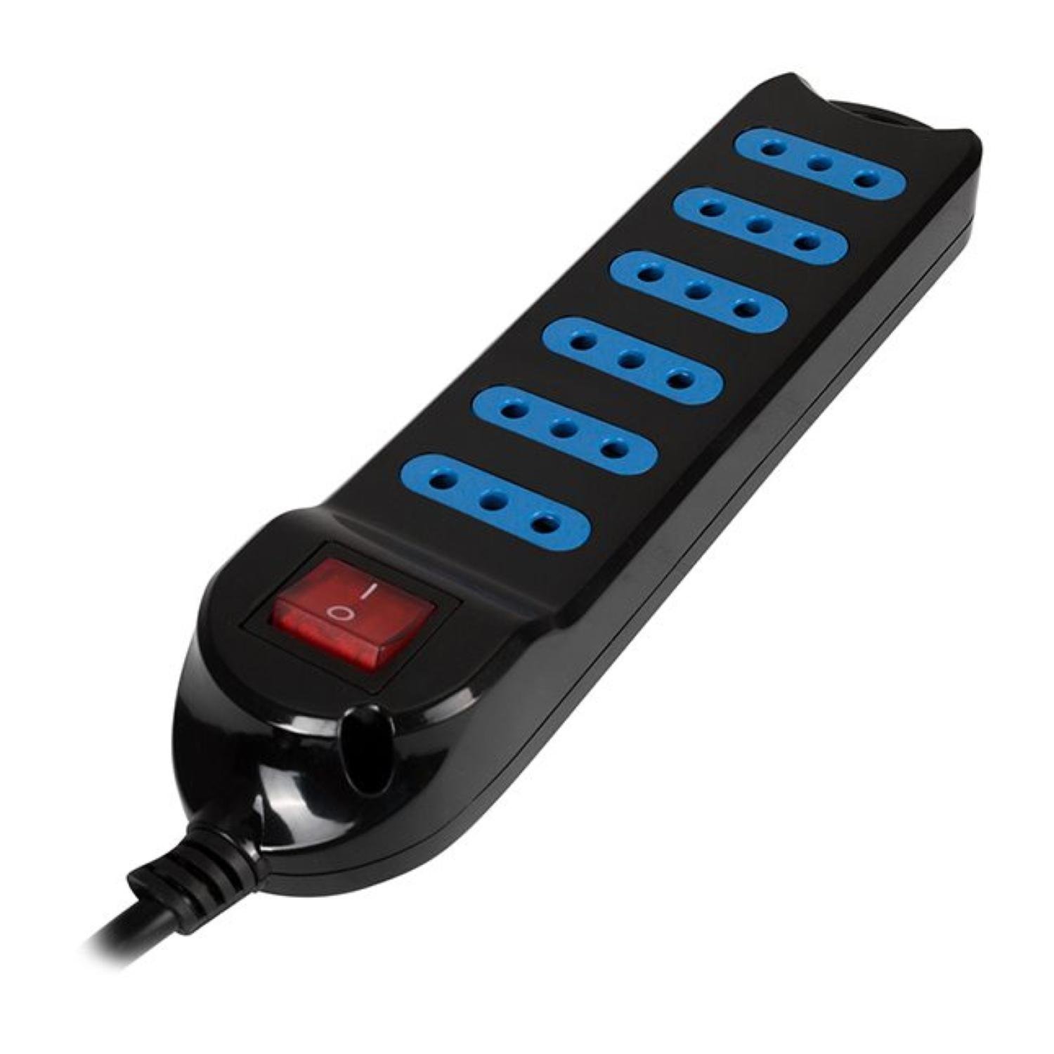 ALARGADOR EXTENSION PHILCO 6 ENTRADAS CON SWITCH 5 MTS NEGRO - 1