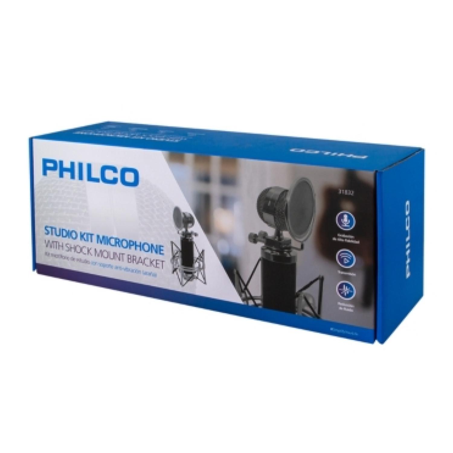 KIT PHILCO MICRÓFONO ESTUDIO ANTIPOP SOPORTE METÁLICO - 3