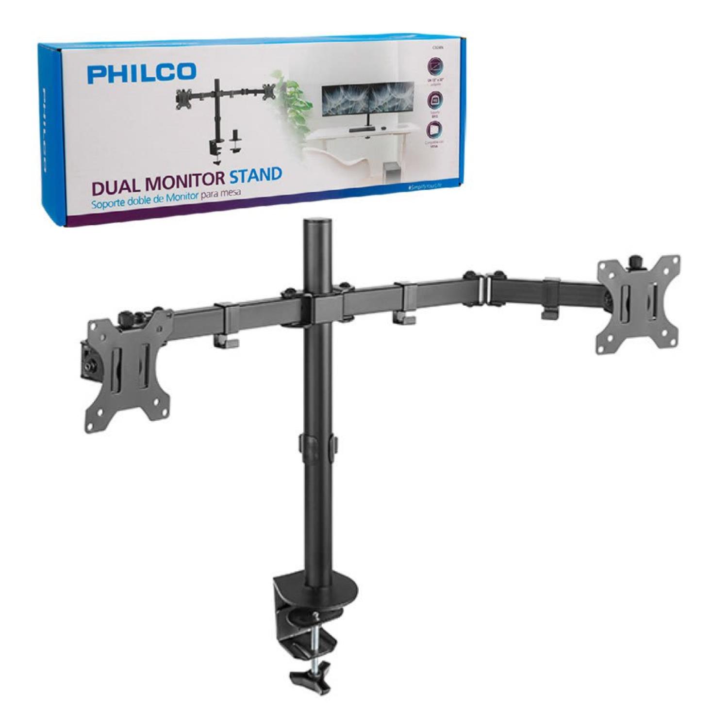 SOPORTE DOBLE MONITOR DE 13' A 32' PARA MESA C024N PHILCO - 2