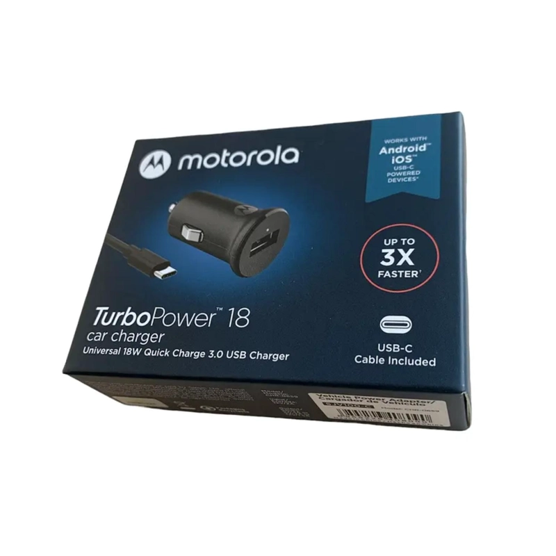 CARGADOR AUTOMOVIL CARGA TURBO USB TIPO C NEGRO MOTOROLA - 2