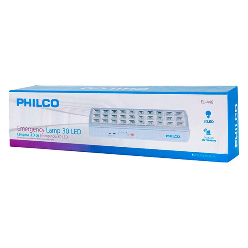 LAMPARA DE EMERGENCIA 30 LED IP20 BLANCO EL-446 PHILCO - 2