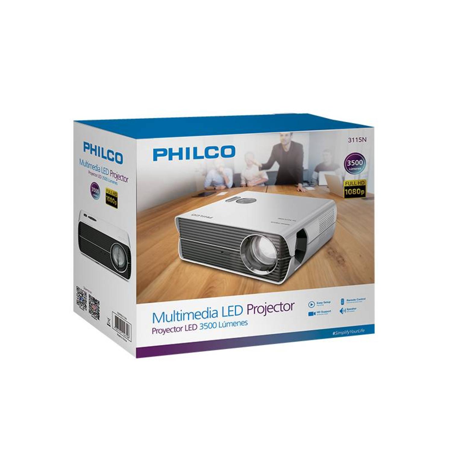 VIDEO PROYECTOR PHILCO FULL HD (1920 X 1080) 3500 LUMENES FHD HDMI USB GRIS 3115N - 3