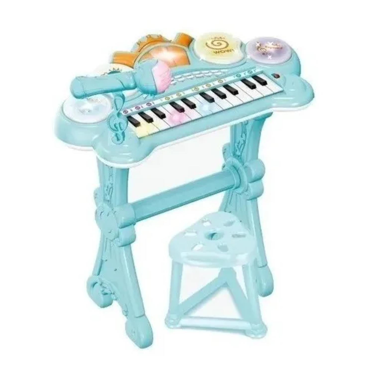 JUGUETE TECLADO PIANO MUSICAL CON MICROFONO CELESTE INFANTIL - 1