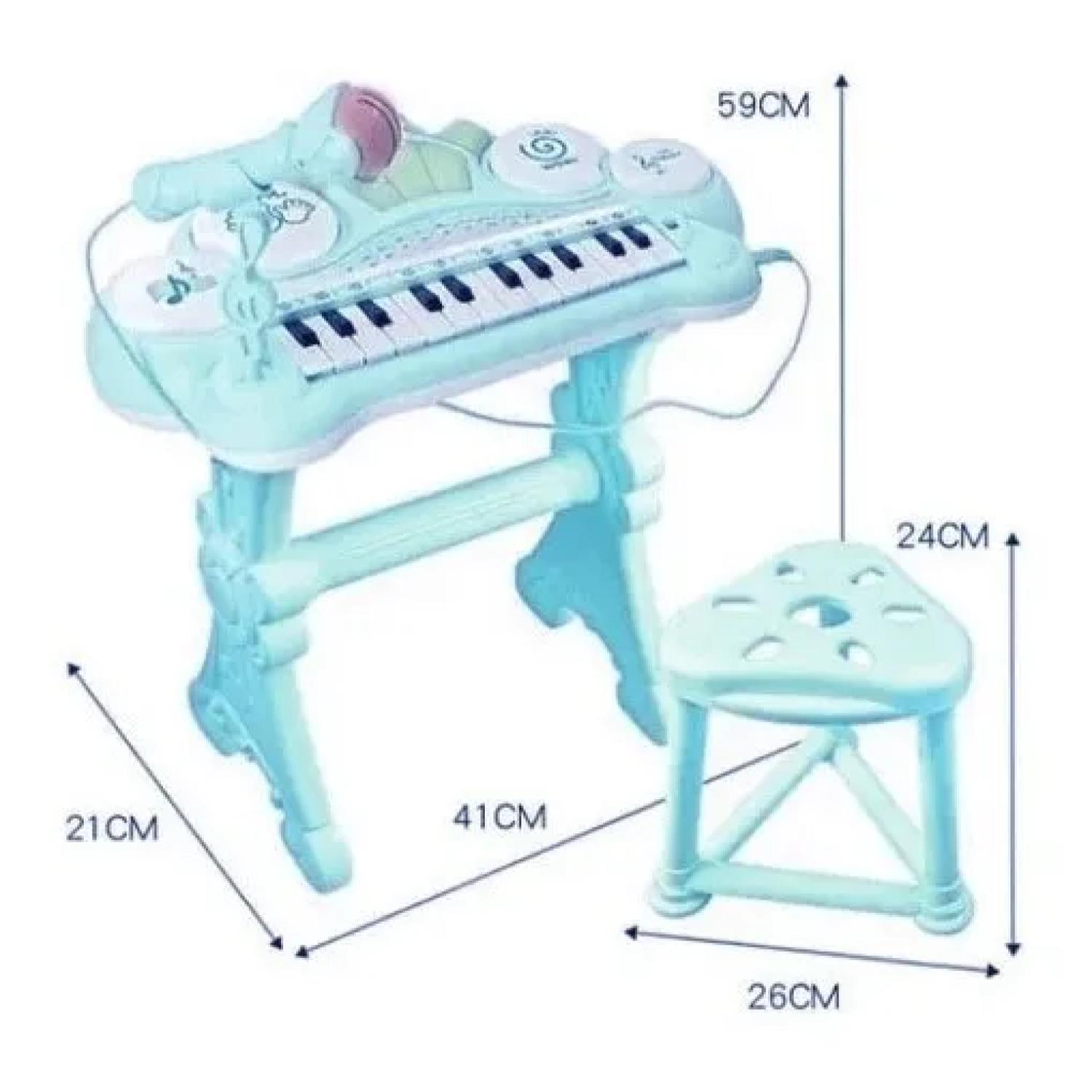 JUGUETE TECLADO PIANO MUSICAL CON MICROFONO CELESTE INFANTIL - 2