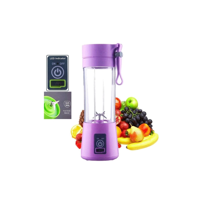 TOTAL CLICK JUGUERA LICUADORA BATIDORA JUGOS PORTATIL RECARGABLE USB MORADO
