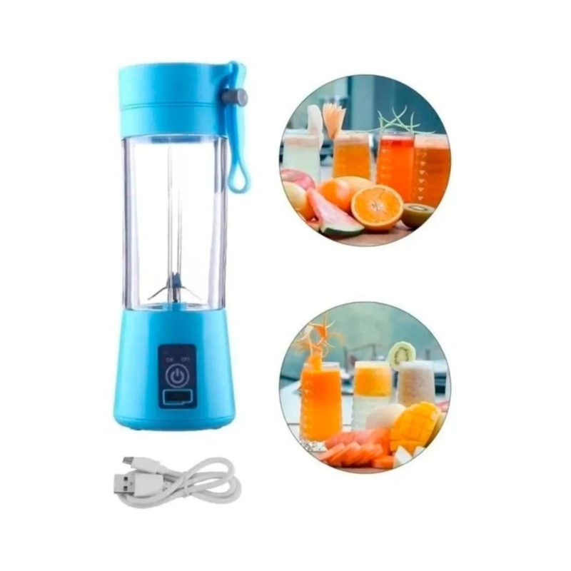 TOTAL CLICK JUGUERA LICUADORA BATIDORA JUGOS PORTATIL RECARGABLE USB AZUL