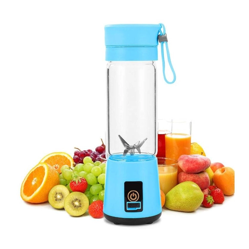 JUGUERA LICUADORA BATIDORA JUGOS PORTATIL RECARGABLE USB AZUL - 2