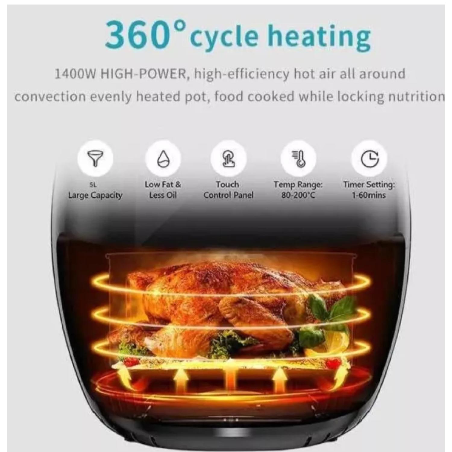 FREIDORA DE AIRE SOKANY AIR FRYER 7.7L 1800W NEGRO SK-8013 - 2