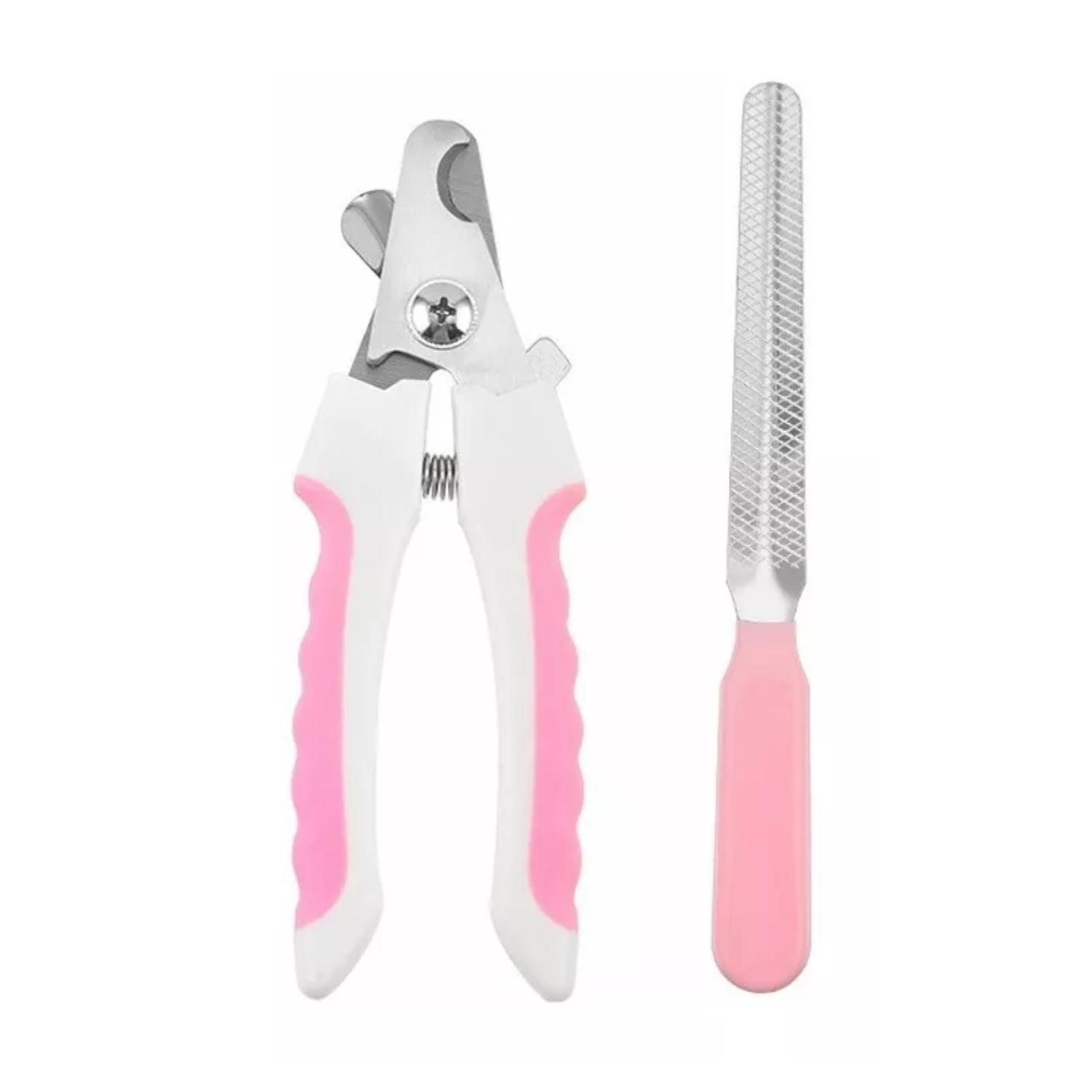 KIT CORTA UÑAS TOTAL CLICK Y LIMAS PARA PERROS Y GATOS MASCOTAS ROSADO - 1