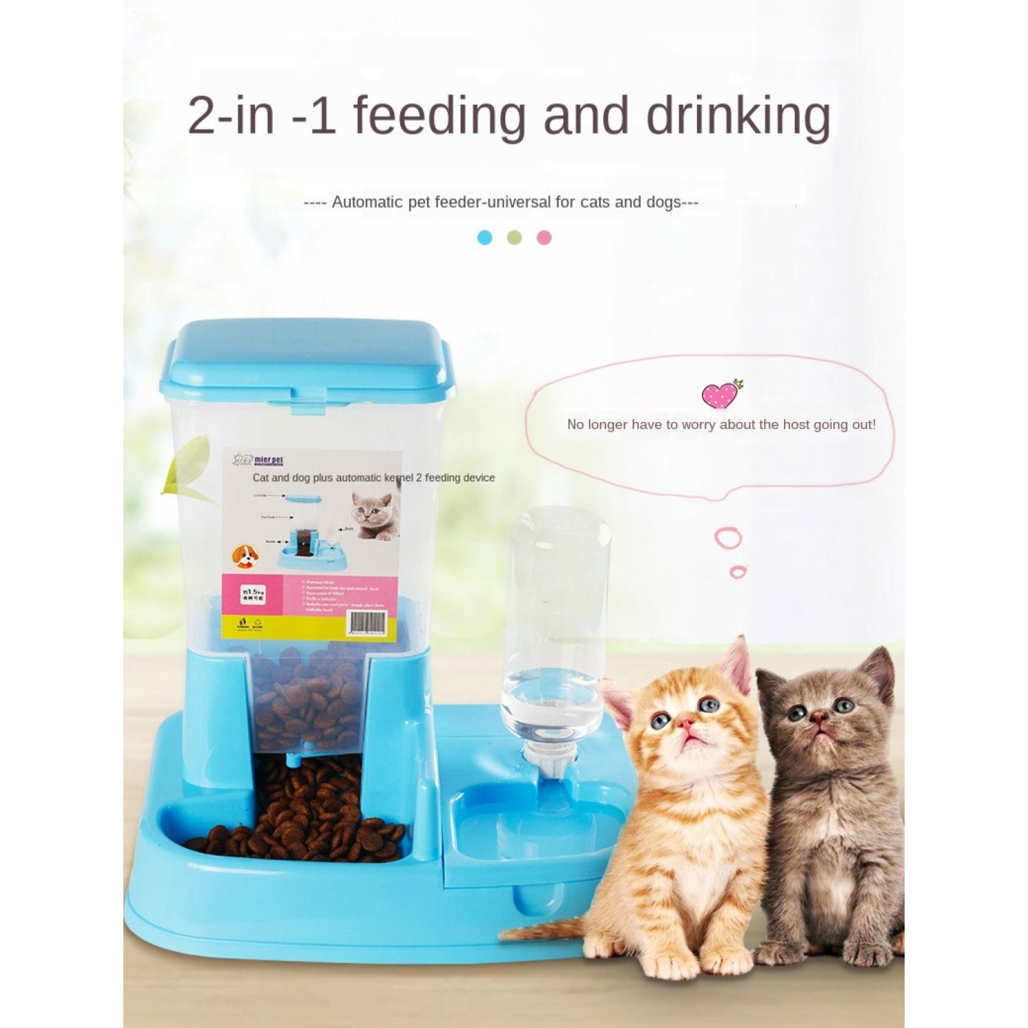 PLATO DISPENSADOR AUTOMATICO ALIMENTO Y AGUA PERROS GATOS MASCOTAS - 3