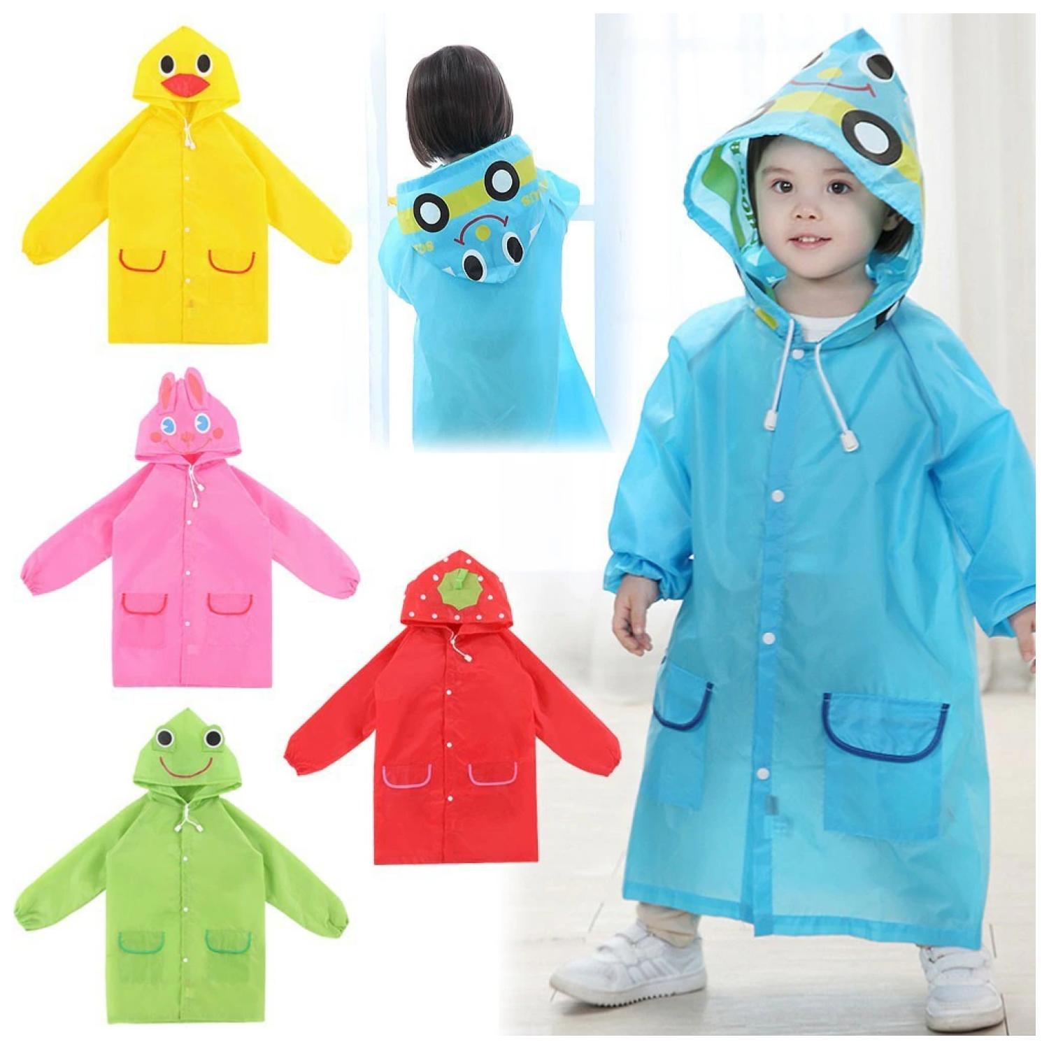 PONCHO IMPERMEABLE CON GORRO PARA LLUVIA INFANTIL ROSADO - 4