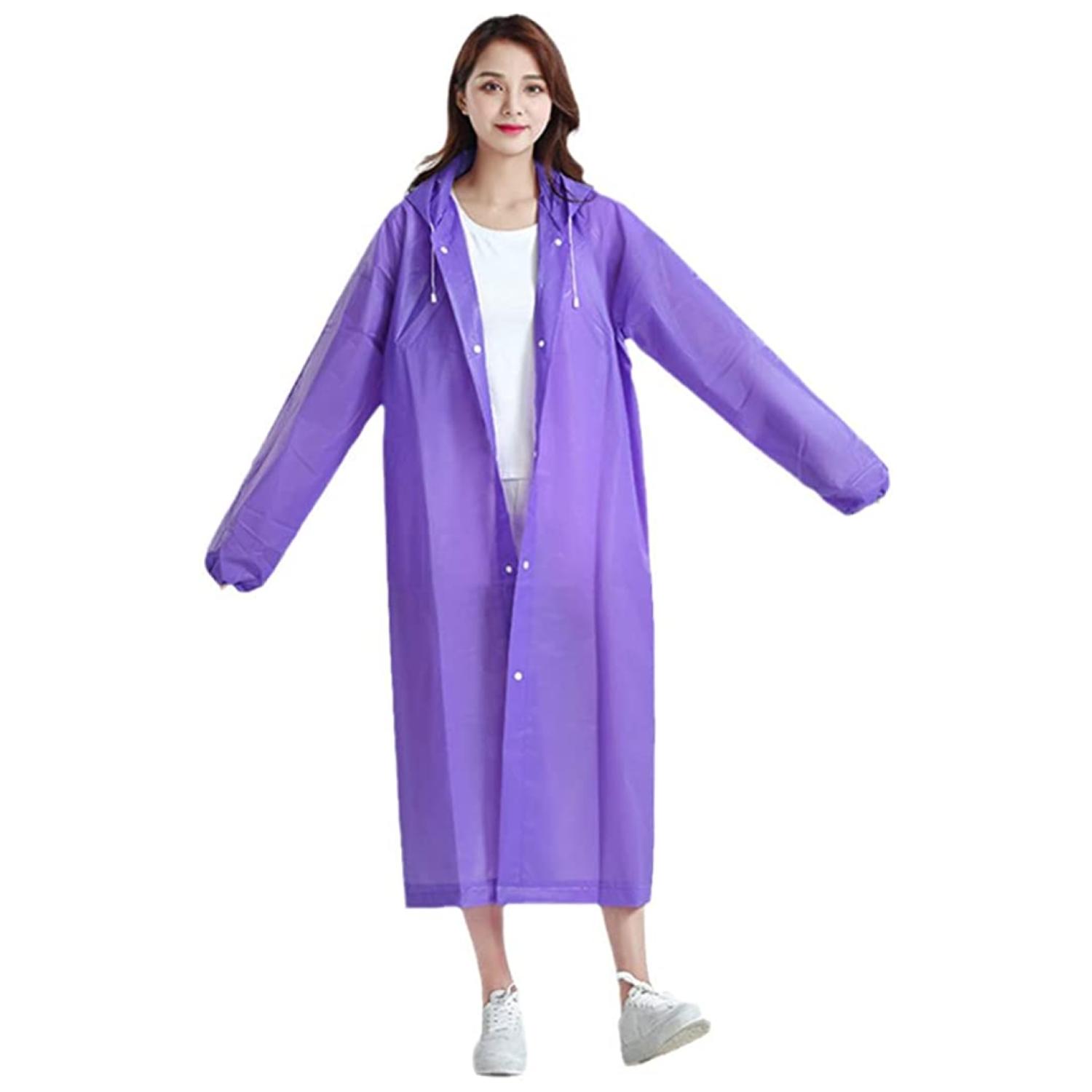PONCHO IMPERMEABLE CON GORRO PARA LLUVIA MORADO - 1