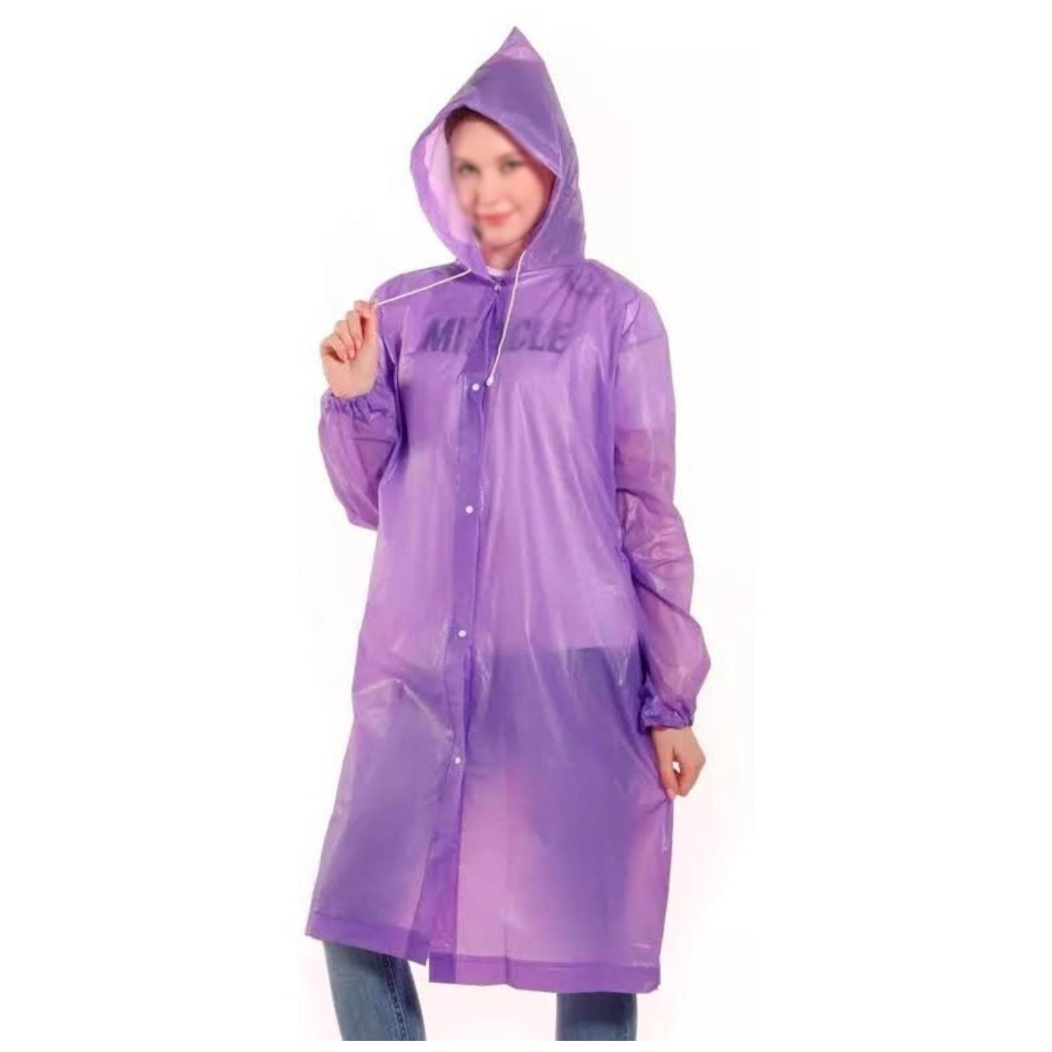 PONCHO IMPERMEABLE CON GORRO PARA LLUVIA MORADO - 2