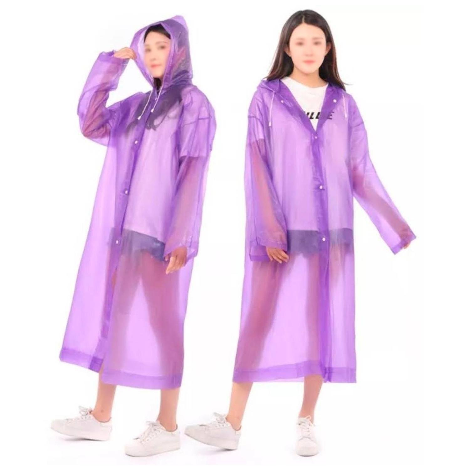PONCHO IMPERMEABLE CON GORRO PARA LLUVIA MORADO - 4