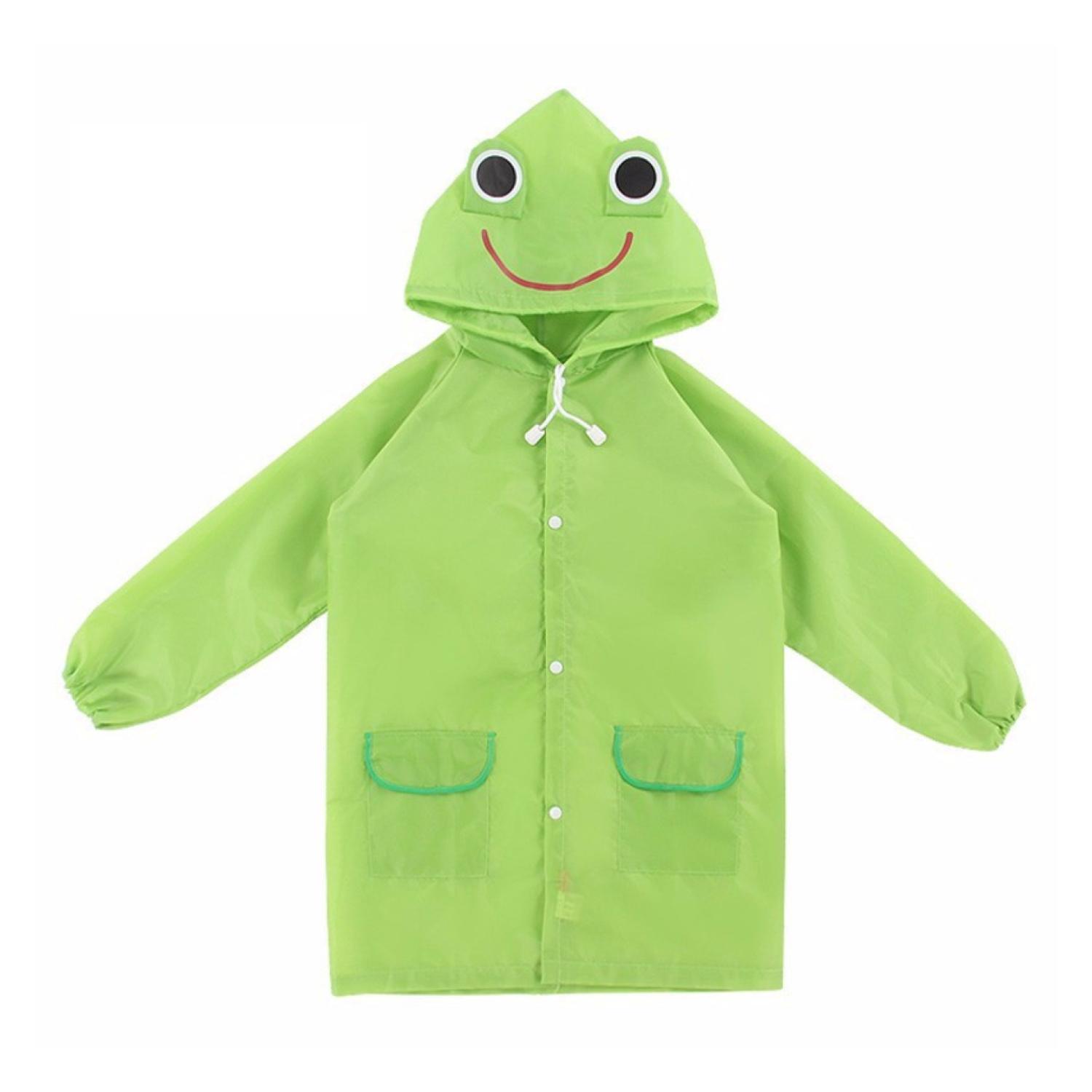 PONCHO IMPERMEABLE CON GORRO PARA LLUVIA INFANTIL VERDE - 1