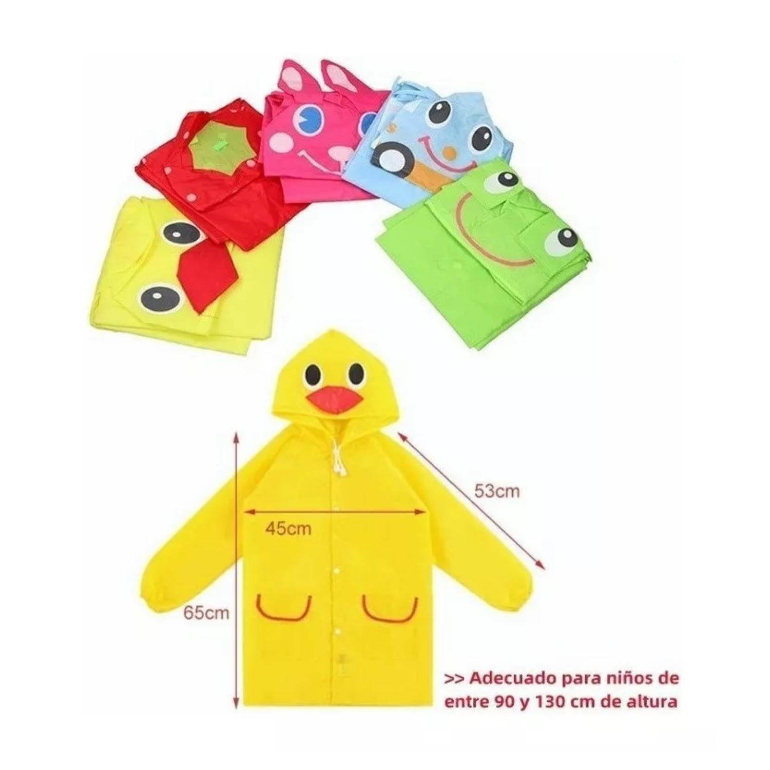 PONCHO IMPERMEABLE CON GORRO PARA LLUVIA INFANTIL AMARILLO - 2