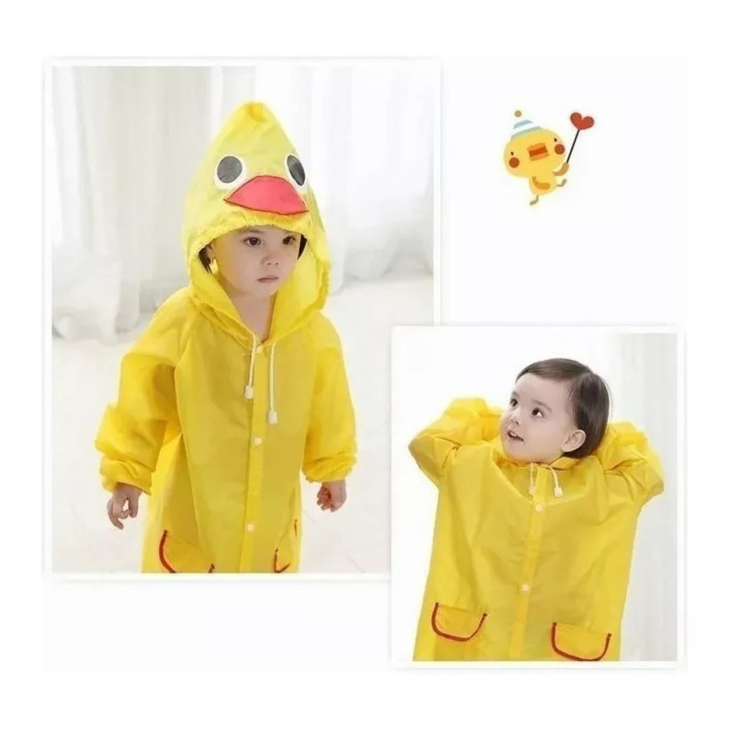 PONCHO IMPERMEABLE CON GORRO PARA LLUVIA INFANTIL AMARILLO - 3