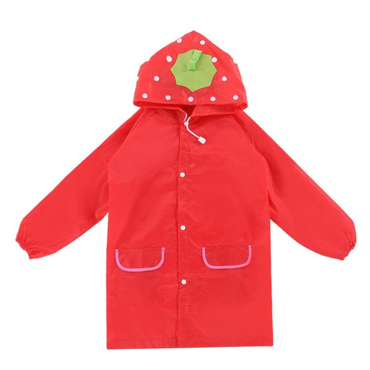 PONCHO IMPERMEABLE CON GORRO PARA LLUVIA INFANTIL ROJO - 1