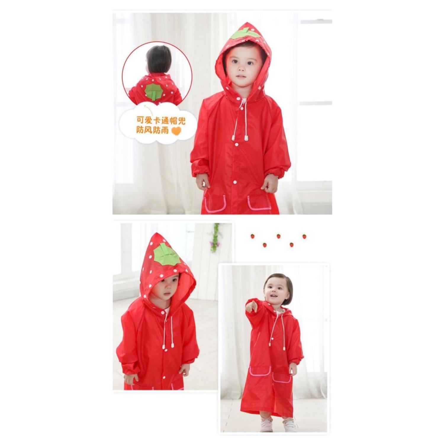 PONCHO IMPERMEABLE CON GORRO PARA LLUVIA INFANTIL ROJO - 3