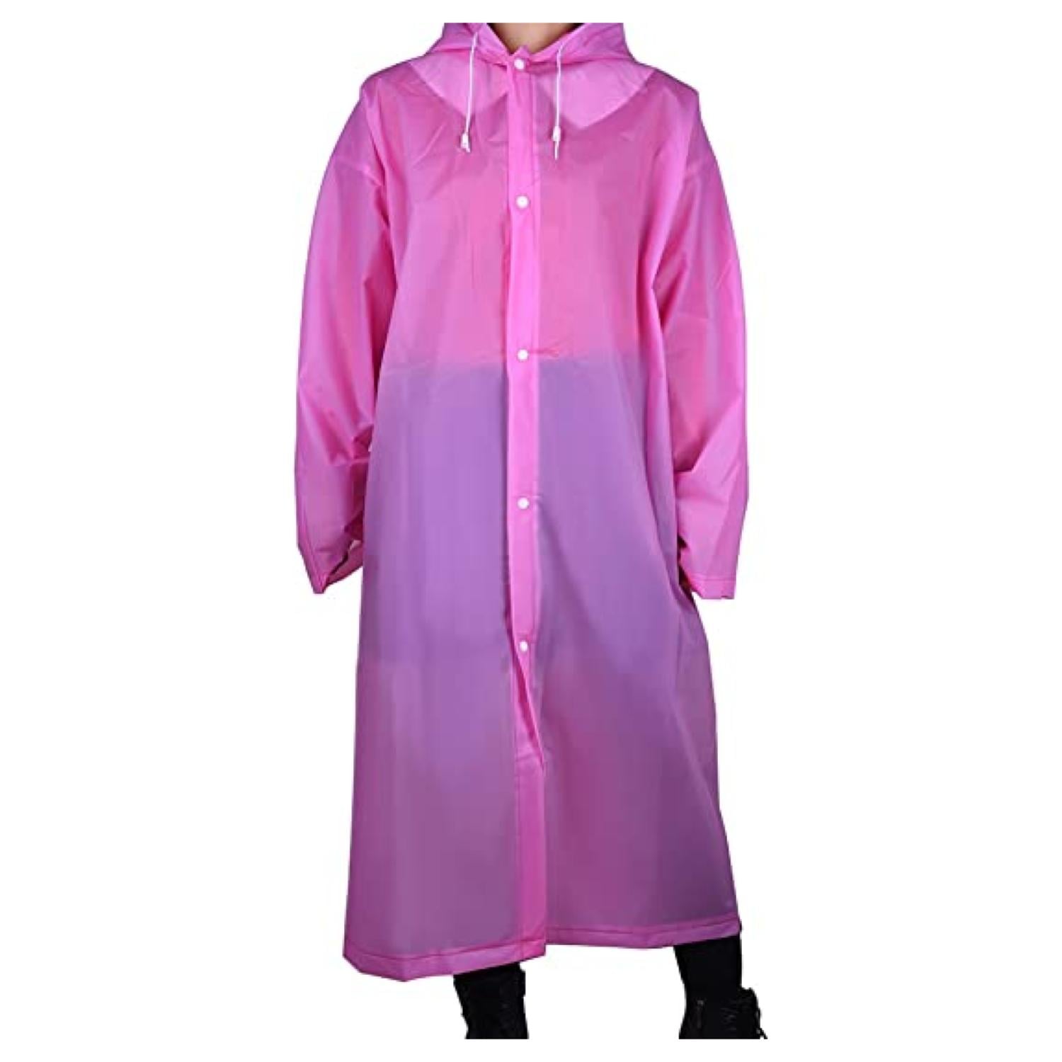 PONCHO IMPERMEABLE CON GORRO PARA LLUVIA ROSADO - 2