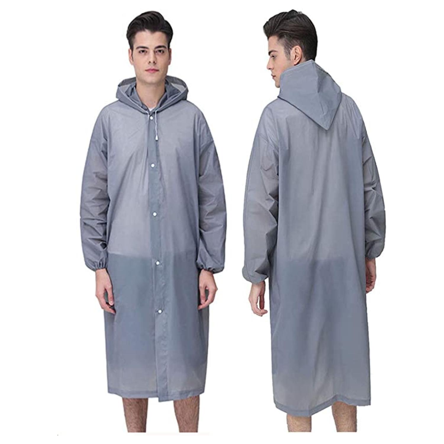 PONCHO IMPERMEABLE CON GORRO PARA LLUVIA GRIS - 2