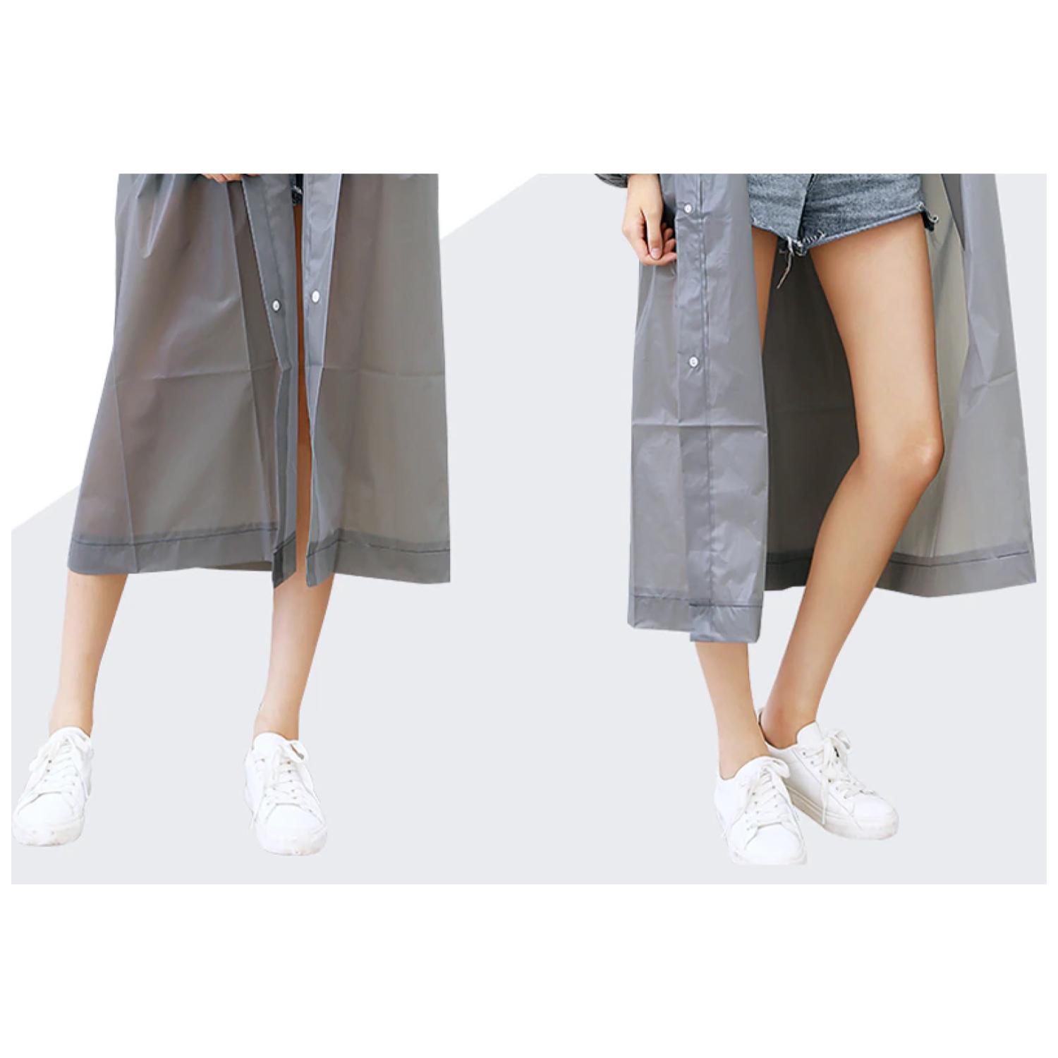 PONCHO IMPERMEABLE CON GORRO PARA LLUVIA GRIS - 4
