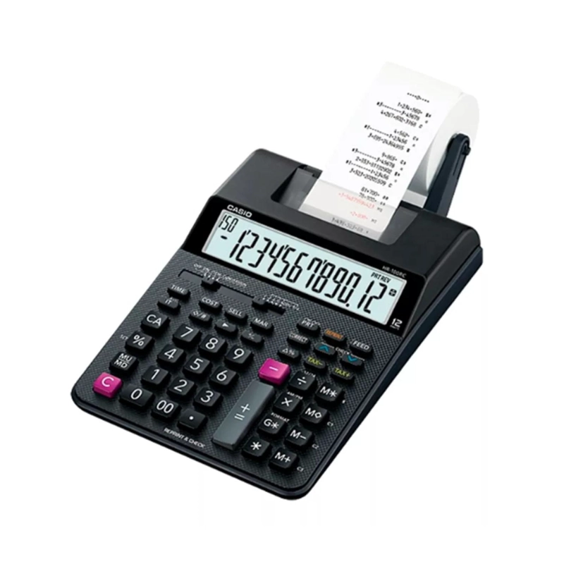 CALCULADORA DE IMPRESION 21 FUNCIONES EN COLOR NEGRO HR-100RC CASIO - 1