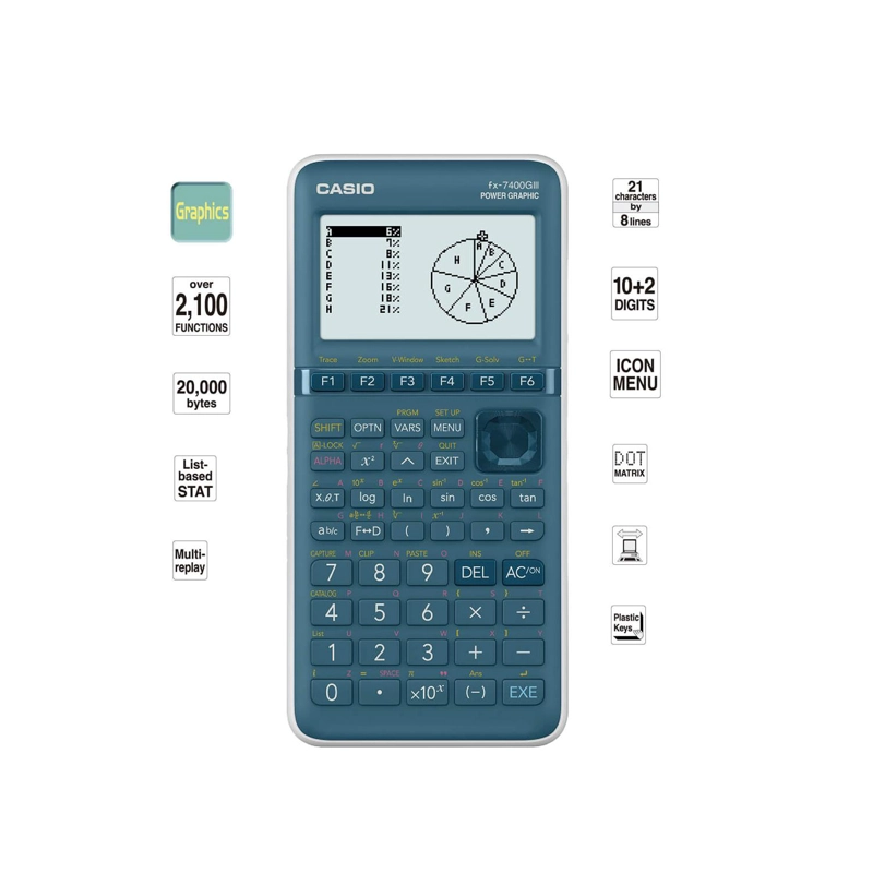 CALCULADORA CIENTIFICA GRAFICADORA USB AZUL FX-7400GIII CASIO - 2