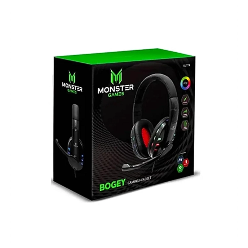 AUDÍFONOS GAMER MONSTER HEADSET RGB PS4 PS5 XBOX GAMES NEGRO CONECTOR JACK 3.5MM - 2