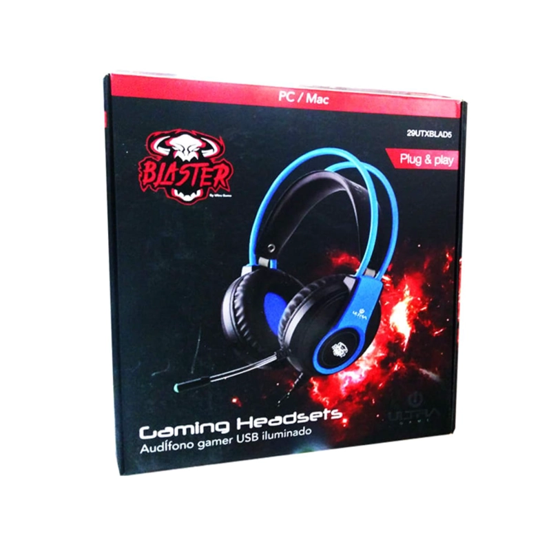 AUDÍFONOS GAMER ULTRA HEADSET USB BLAD 5 NEGRO AZUL CONECTOR JACK 3.5MM - 2
