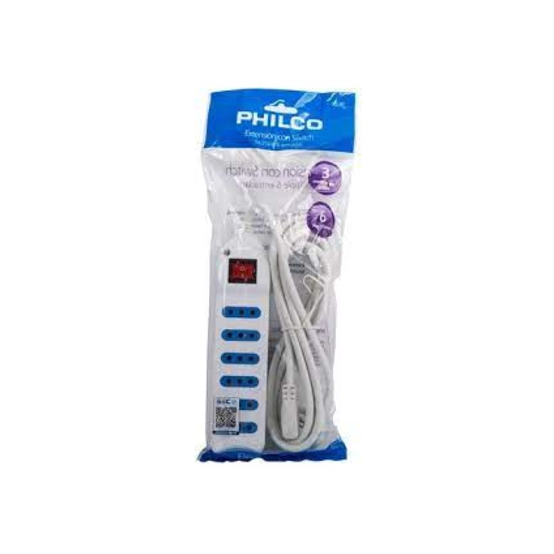 ALARGADOR EXTENSION 6 ENTRADAS CON SWITCH 3MTS BLANCO PHILCO - 2