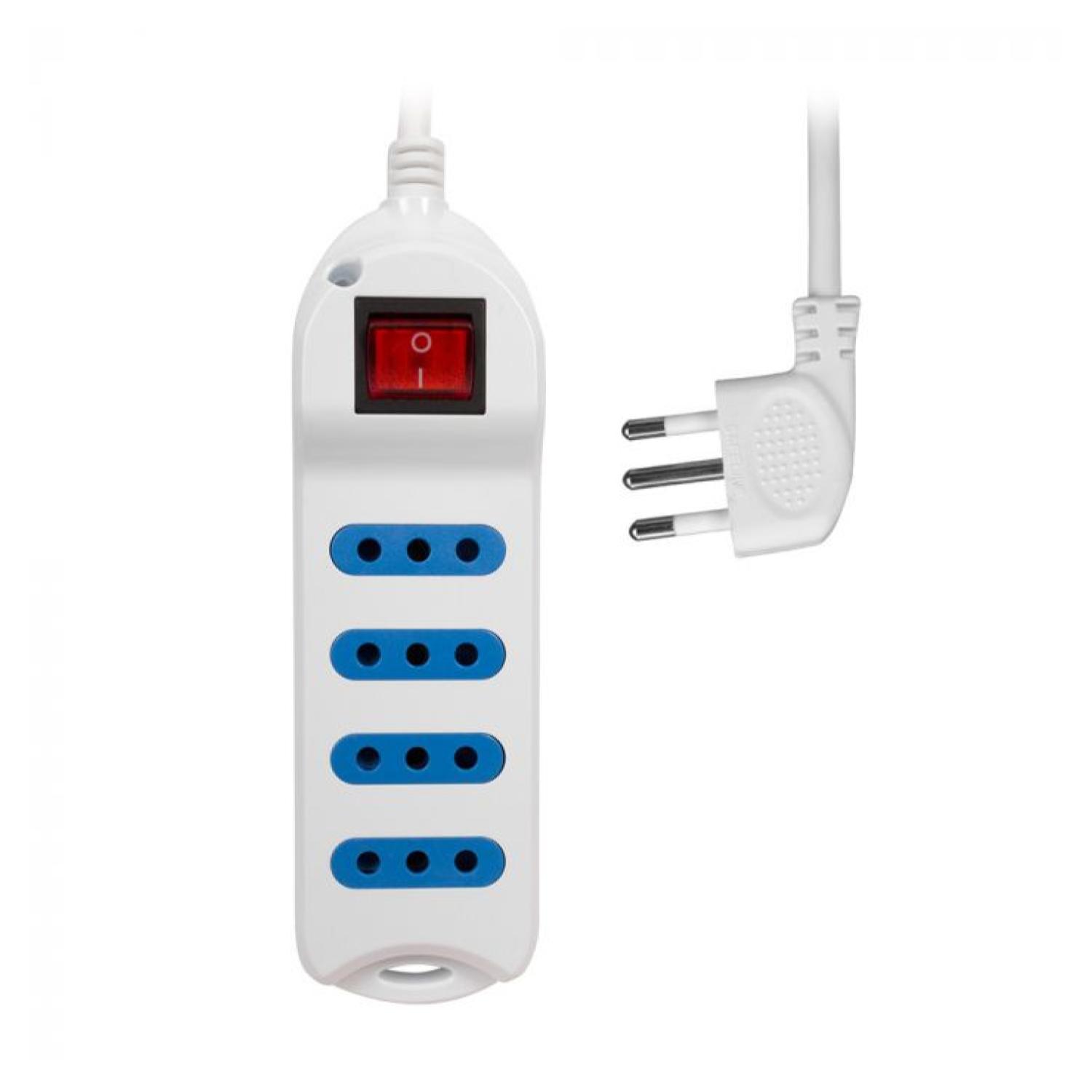 ALARGADOR EXTENSION PHILCO 4 ENTRADAS 3 MTS CON SWITCH BLANCO