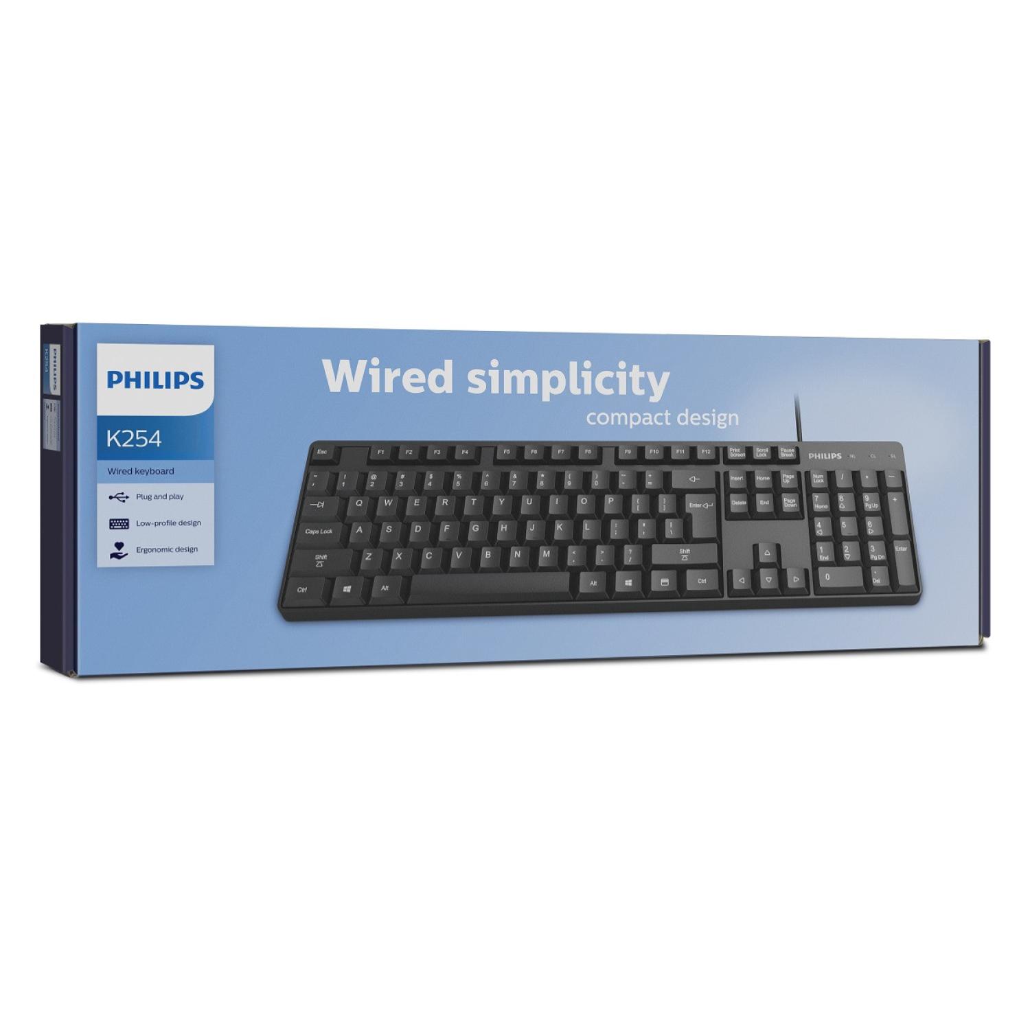 TECLADO ALAMBRICO USB 105 TECLAS NEGRO SPK6254 PHILIPS - 2